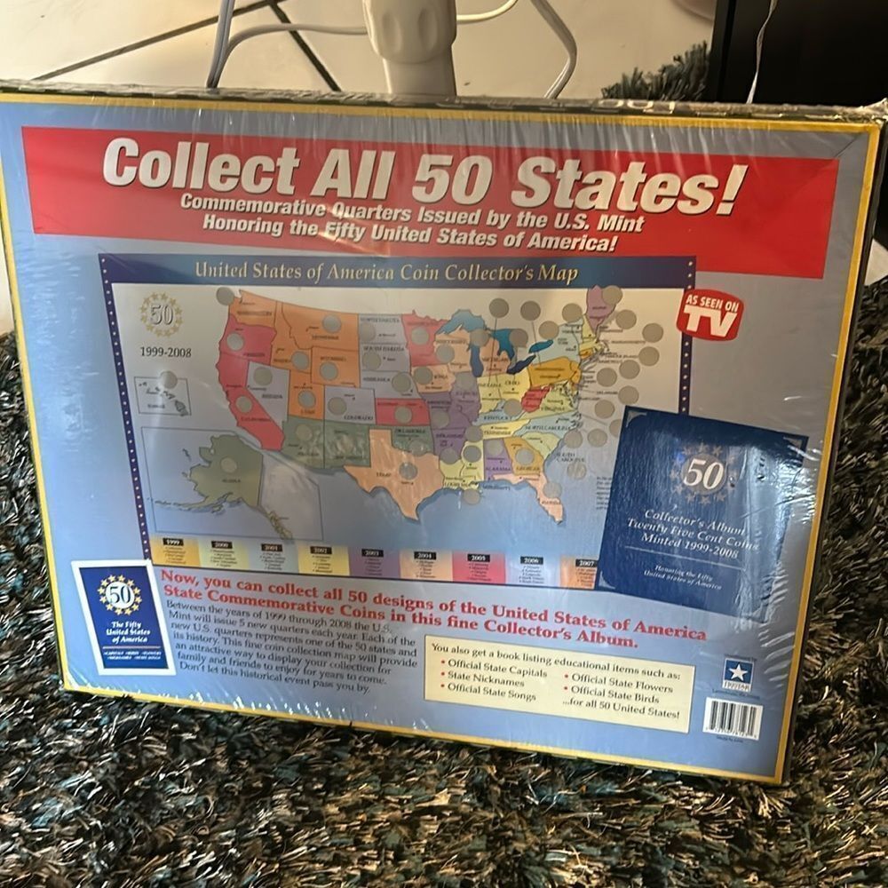 USA Tristar 50 State Coins Collector’s Map 1999-2008 Quarters NEW